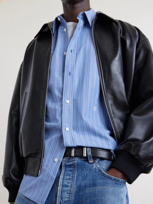 Logo-Embroidered Striped Cotton-Poplin Shirt - CU Logo-Embroidered Striped Cotton-Poplin Shirt - CU
