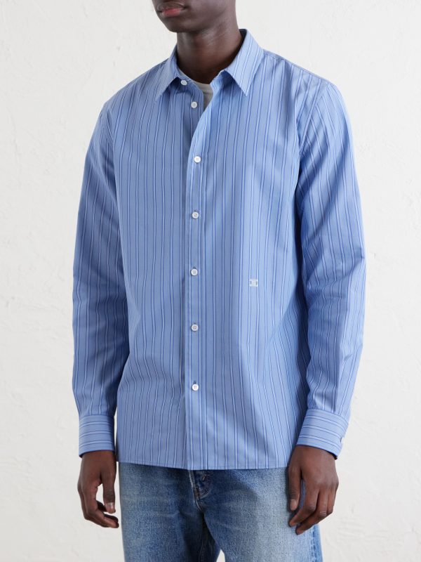 Logo-Embroidered Striped Cotton-Poplin Shirt - FR Logo-Embroidered Striped Cotton-Poplin Shirt - FR