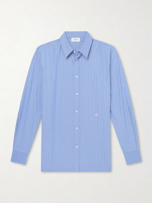 Logo-Embroidered Striped Cotton-Poplin Shirt Logo-Embroidered Striped Cotton-Poplin Shirt