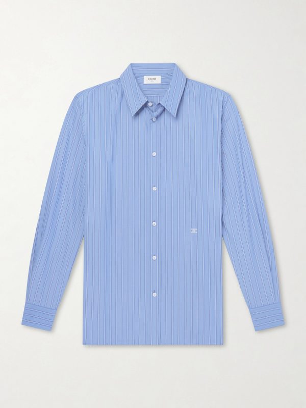 Logo-Embroidered Striped Cotton-Poplin Shirt Logo-Embroidered Striped Cotton-Poplin Shirt