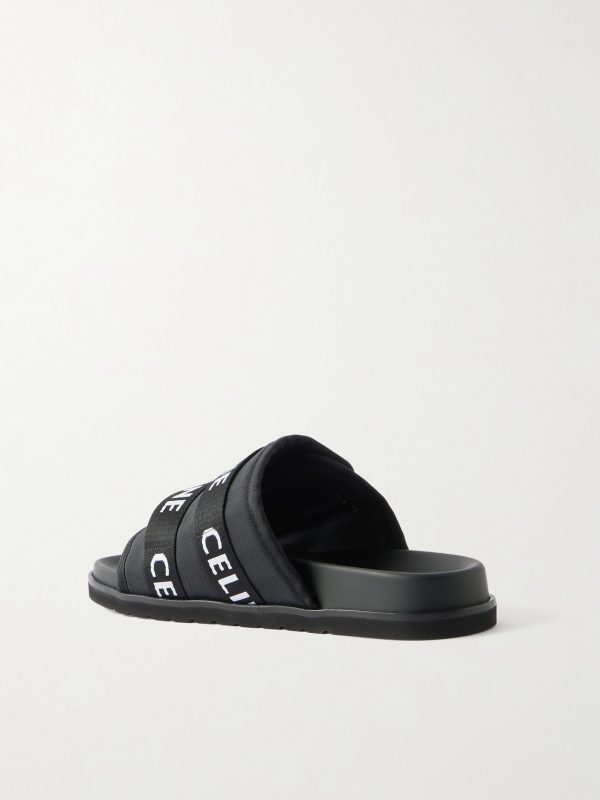 Logo-Jacquard Canvas Sandals - BK