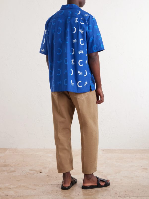Camp-Collar Logo-Print Cotton-Taffeta Shirt - BK