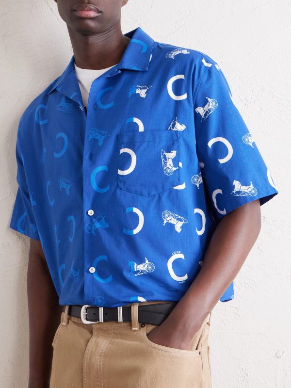 Camp-Collar Logo-Print Cotton-Taffeta Shirt - CU