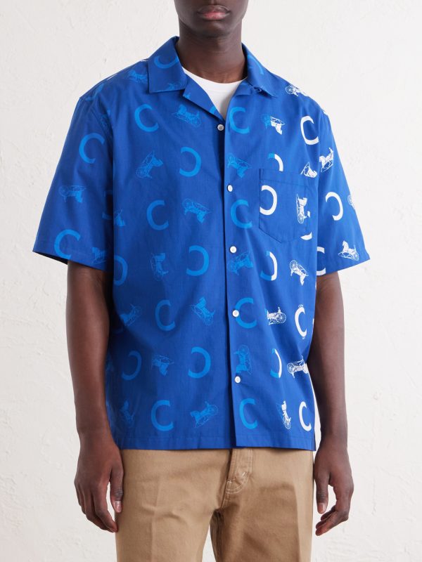 Camp-Collar Logo-Print Cotton-Taffeta Shirt - FR