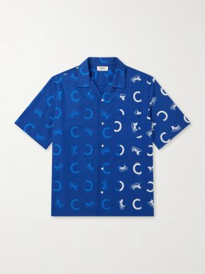 Camp-Collar Logo-Print Cotton-Taffeta Shirt Camp-Collar Logo-Print Cotton-Taffeta Shirt