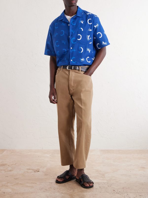 Camp-Collar Logo-Print Cotton-Taffeta Shirt - OU