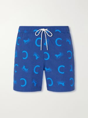 Straight-Leg Mid-Length Printed Swim Shorts Straight-Leg Mid-Length Printed Swim Shorts
