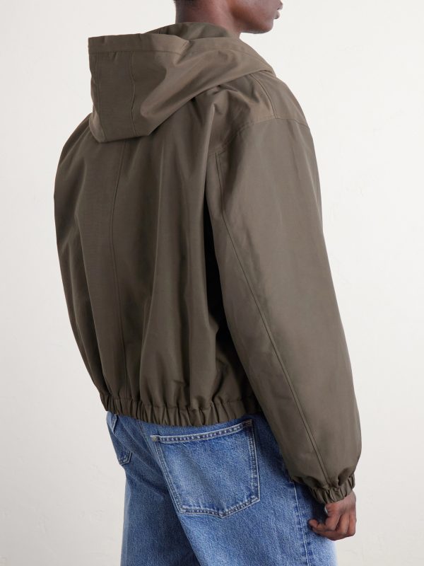 Hooded Triomphe-Embroidered Cotton-Blend Jacket - BK Hooded Triomphe-Embroidered Cotton-Blend Jacket - BK
