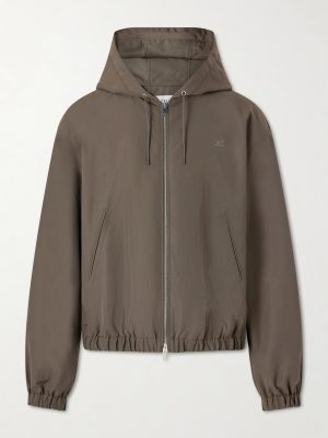 Hooded Triomphe-Embroidered Cotton-Blend Jacket