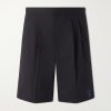 Straight-Leg Logo-Embroidered Cotton and Linen-Blend Shorts Straight-Leg Logo-Embroidered Cotton and Linen-Blend Shorts