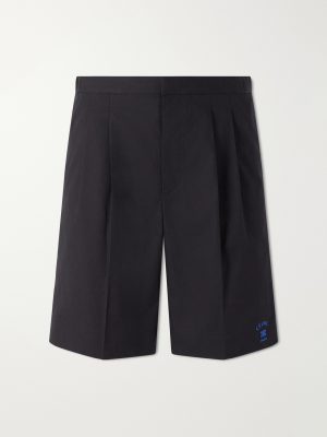 Straight-Leg Logo-Embroidered Cotton and Linen-Blend Shorts