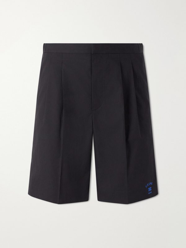Straight-Leg Logo-Embroidered Cotton and Linen-Blend Shorts Straight-Leg Logo-Embroidered Cotton and Linen-Blend Shorts