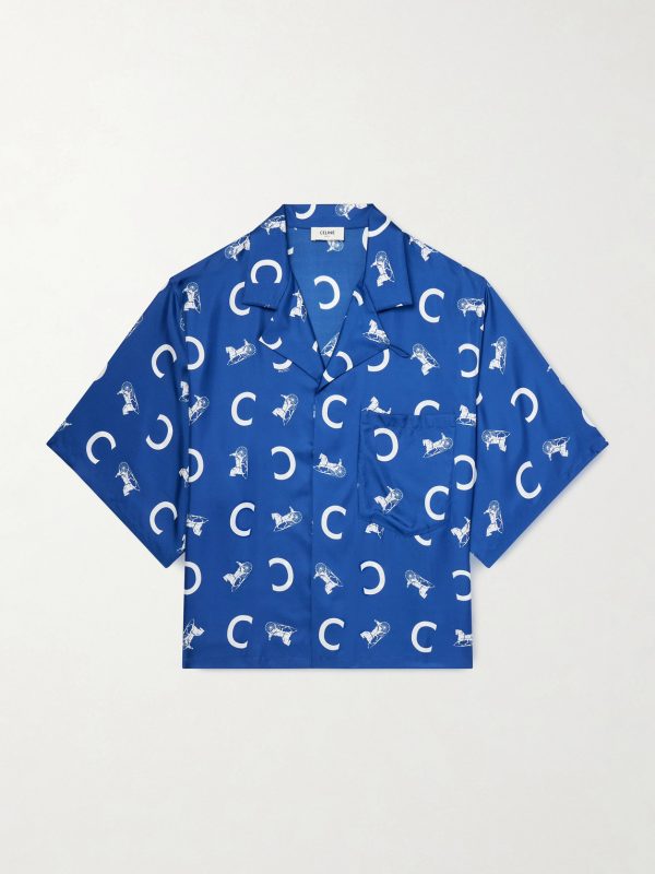 Scout Camp-Collar Printed Silk-Twill Shirt Scout Camp-Collar Printed Silk-Twill Shirt