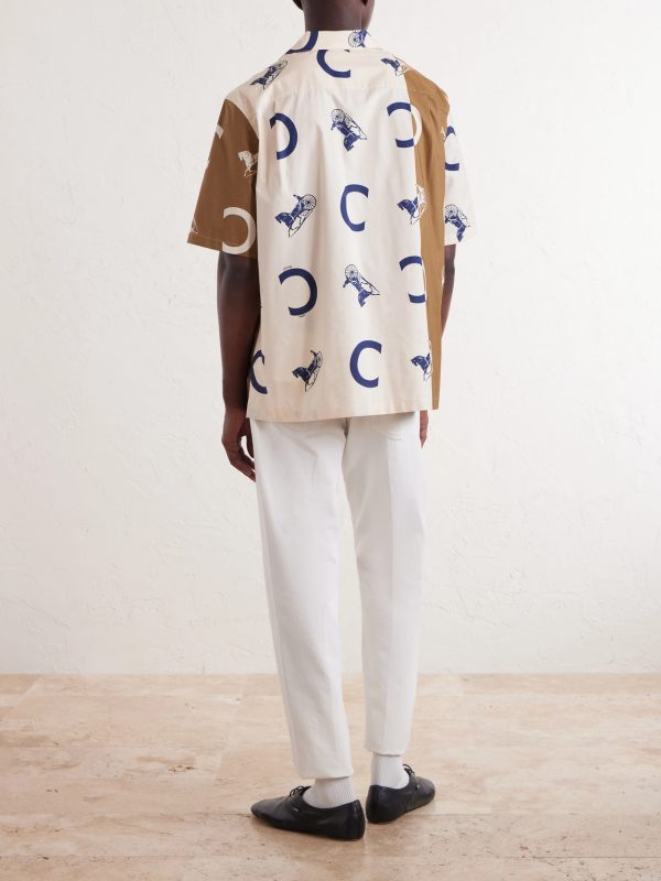Convertible-Collar Printed Cotton-Poplin Shirt - BK Convertible-Collar Printed Cotton-Poplin Shirt - BK