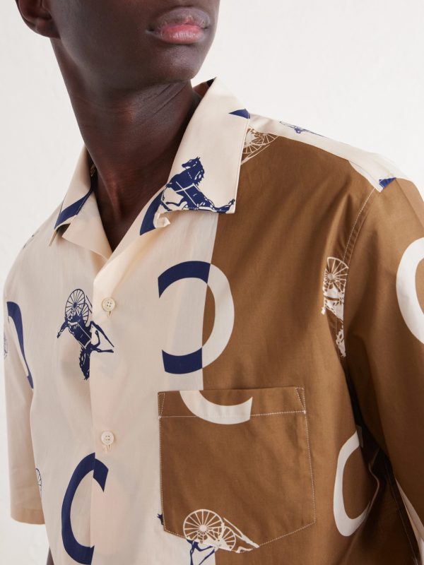 Convertible-Collar Printed Cotton-Poplin Shirt - E2 Convertible-Collar Printed Cotton-Poplin Shirt - E2