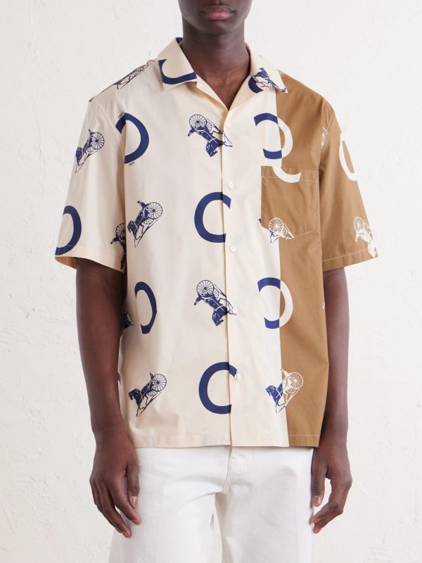 Convertible-Collar Printed Cotton-Poplin Shirt - FR Convertible-Collar Printed Cotton-Poplin Shirt - FR