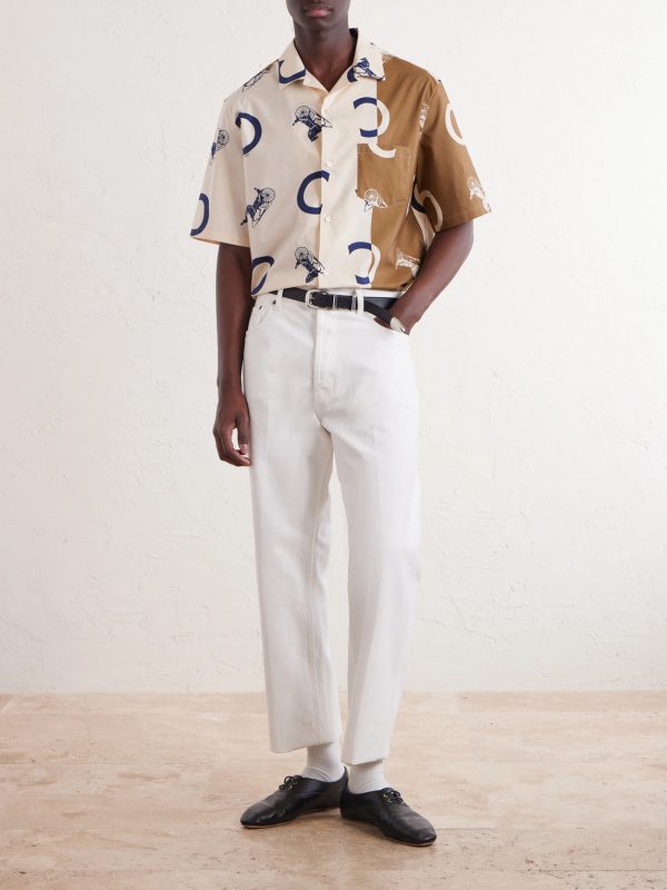 Convertible-Collar Printed Cotton-Poplin Shirt - OU Convertible-Collar Printed Cotton-Poplin Shirt - OU