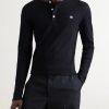 Slim-Fit Logo-Embroidered Ribbed Cotton-Jersey Henley T-Shirt - FR