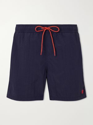 Straight-Leg Mid-Length Logo-Embroidered Swim Shorts Straight-Leg Mid-Length Logo-Embroidered Swim Shorts
