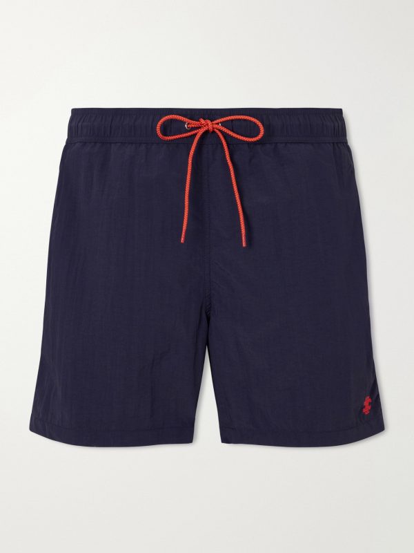 Straight-Leg Mid-Length Logo-Embroidered Swim Shorts Straight-Leg Mid-Length Logo-Embroidered Swim Shorts