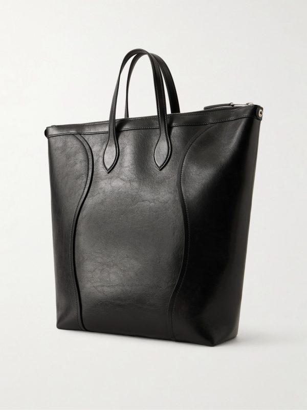 Cabas Medium Leather Tote Bag - BK