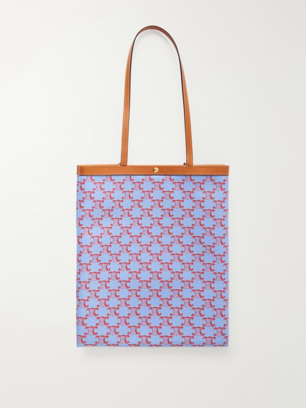 Medium Leather-Trimmed Monogrammed Coated-Canvas Tote Bag - BK