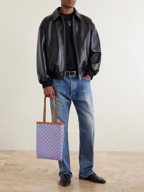 Medium Leather-Trimmed Monogrammed Coated-Canvas Tote Bag - FR
