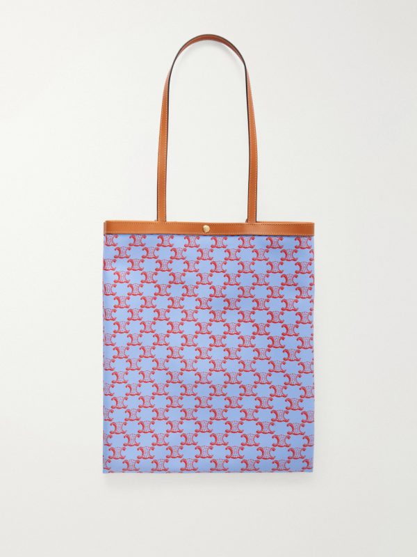 Medium Leather-Trimmed Monogrammed Coated-Canvas Tote Bag