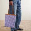 Medium Leather-Trimmed Monogrammed Coated-Canvas Tote Bag - OU
