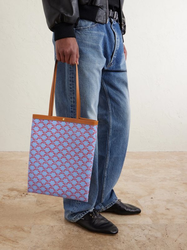 Medium Leather-Trimmed Monogrammed Coated-Canvas Tote Bag - OU