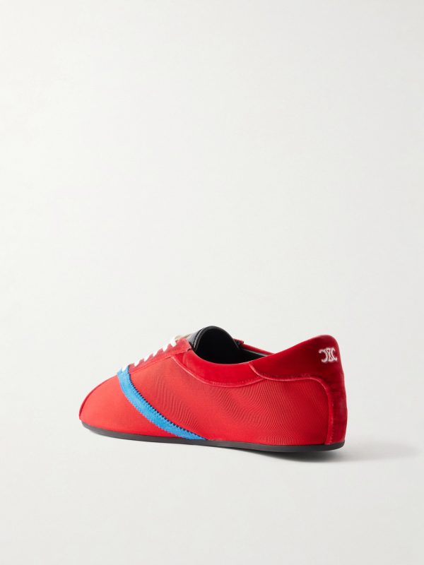 Velvet, Suede and Leather-Trimmed Stretch-Knit Sneakers - BK Velvet, Suede and Leather-Trimmed Stretch-Knit Sneakers - BK