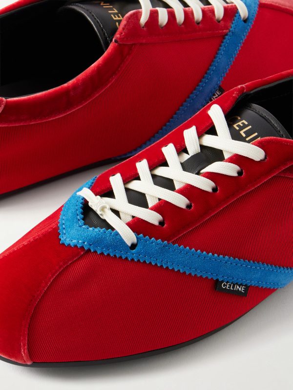 Velvet, Suede and Leather-Trimmed Stretch-Knit Sneakers - CU Velvet, Suede and Leather-Trimmed Stretch-Knit Sneakers - CU