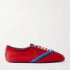 Velvet, Suede and Leather-Trimmed Stretch-Knit Sneakers Velvet, Suede and Leather-Trimmed Stretch-Knit Sneakers
