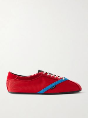 Velvet, Suede and Leather-Trimmed Stretch-Knit Sneakers Velvet, Suede and Leather-Trimmed Stretch-Knit Sneakers