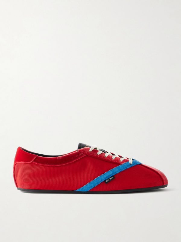 Velvet, Suede and Leather-Trimmed Stretch-Knit Sneakers Velvet, Suede and Leather-Trimmed Stretch-Knit Sneakers