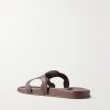 Triomphe Logo-Embossed Leather Slides - BK Triomphe Logo-Embossed Leather Slides - BK