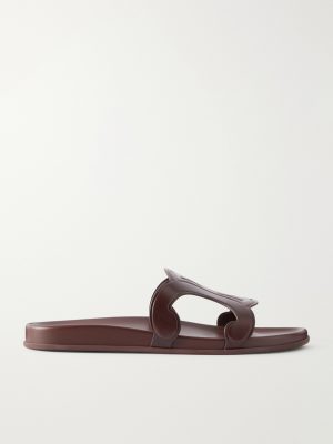 Triomphe Logo-Embossed Leather Slides