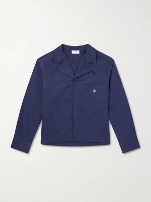 Logo-Embroidered Cotton and Linen-Blend Shirt Logo-Embroidered Cotton and Linen-Blend Shirt