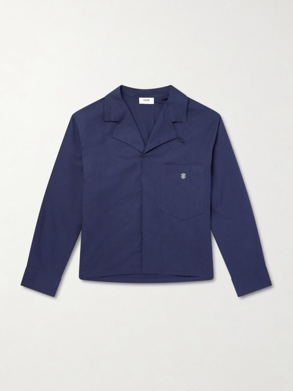 Logo-Embroidered Cotton and Linen-Blend Shirt Logo-Embroidered Cotton and Linen-Blend Shirt