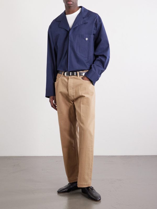 Logo-Embroidered Cotton and Linen-Blend Shirt - OU Logo-Embroidered Cotton and Linen-Blend Shirt - OU