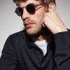 Round-Frame Gold-Tone Sunglasses - BK Round-Frame Gold-Tone Sunglasses - BK