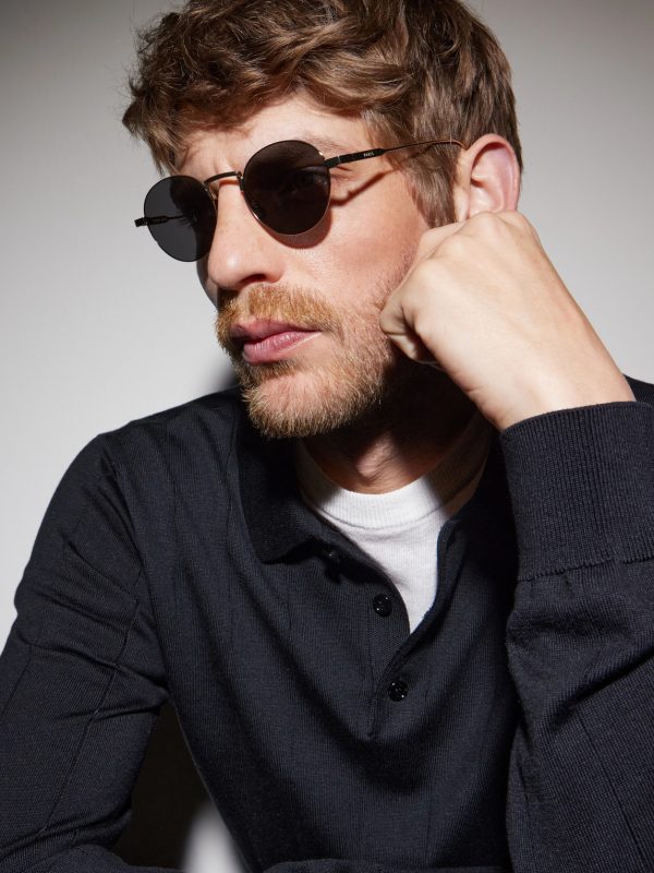 Round-Frame Gold-Tone Sunglasses - BK Round-Frame Gold-Tone Sunglasses - BK