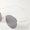 Round-Frame Gold-Tone Sunglasses - E1 Round-Frame Gold-Tone Sunglasses - E1