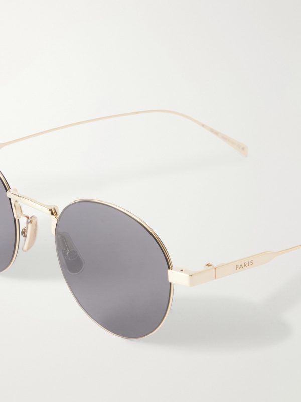 Round-Frame Gold-Tone Sunglasses - E1 Round-Frame Gold-Tone Sunglasses - E1