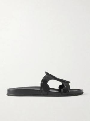 Triomphe Logo-Embossed Leather Slides