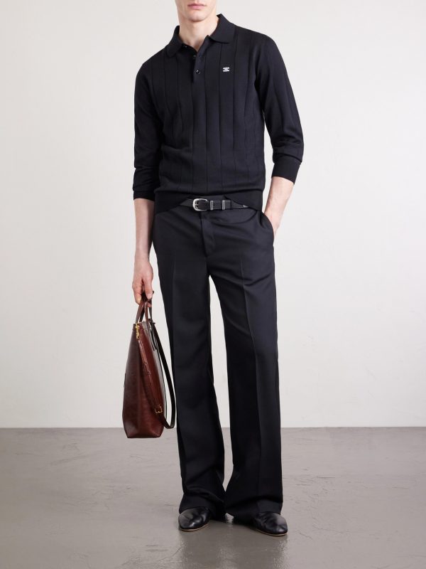 Silk and Cotton-Blend Polo Sweater - OU Silk and Cotton-Blend Polo Sweater - OU