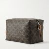Leather-Trimmed Monogrammed Coated-Canvas Messenger Bag - BK Leather-Trimmed Monogrammed Coated-Canvas Messenger Bag - BK