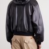 Leather Hooded Jacket - BK Leather Hooded Jacket - BK