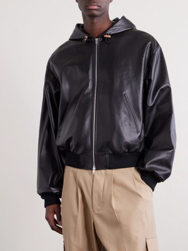 Leather Hooded Jacket - FR Leather Hooded Jacket - FR