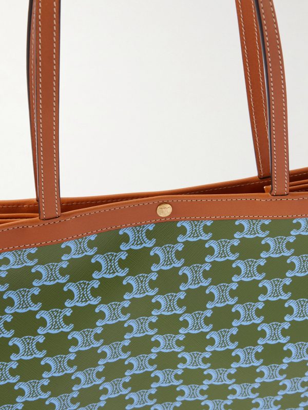 Triomphe Large Leather-Trimmed Printed Canvas Tote Bag - CU Triomphe Large Leather-Trimmed Printed Canvas Tote Bag - CU
